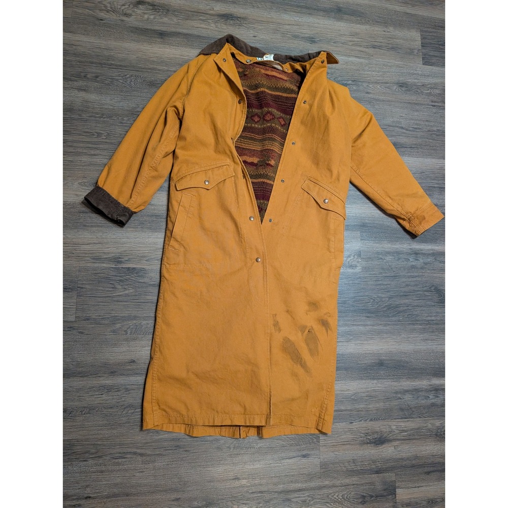 L.L. Bean Womens Small Vintage Made in USA Canvas Long Barn Coat Brown AQ41 - Picture 12 of 13